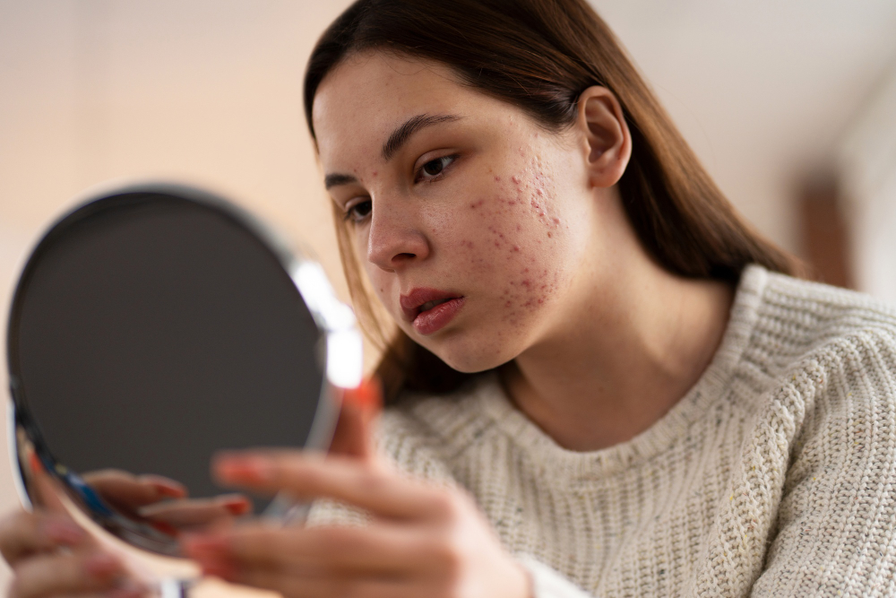 jovem buscando tratamentos para acne hormonal